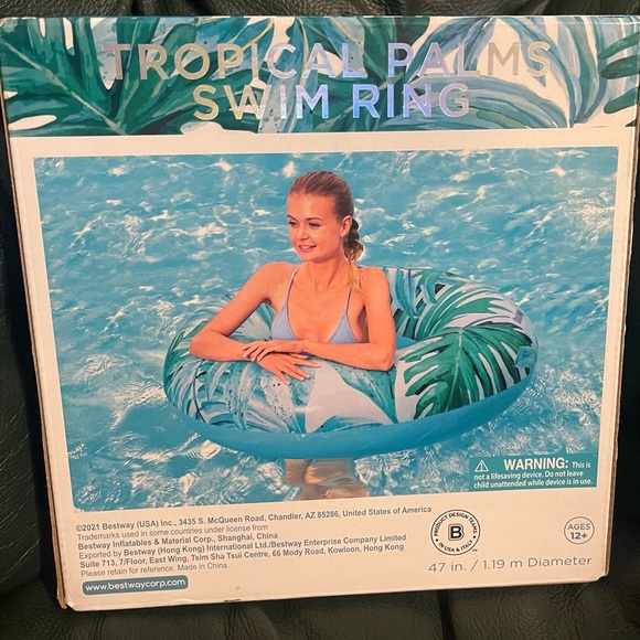 NIB Tropical Palms Swim Ring - Picture 2 of 3